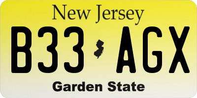 NJ license plate B33AGX