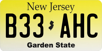 NJ license plate B33AHC
