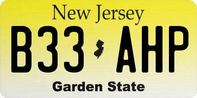 NJ license plate B33AHP