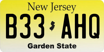 NJ license plate B33AHQ