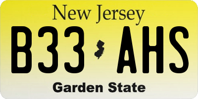 NJ license plate B33AHS