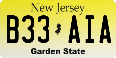 NJ license plate B33AIA