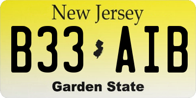 NJ license plate B33AIB