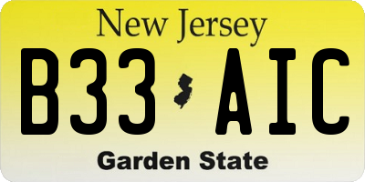 NJ license plate B33AIC