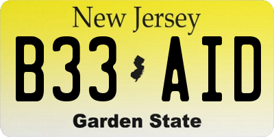 NJ license plate B33AID