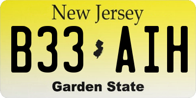 NJ license plate B33AIH
