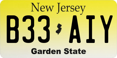NJ license plate B33AIY