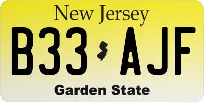 NJ license plate B33AJF