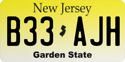 NJ license plate B33AJH
