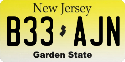 NJ license plate B33AJN