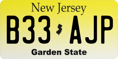 NJ license plate B33AJP