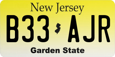 NJ license plate B33AJR