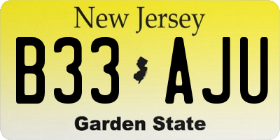NJ license plate B33AJU