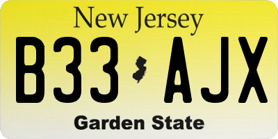 NJ license plate B33AJX