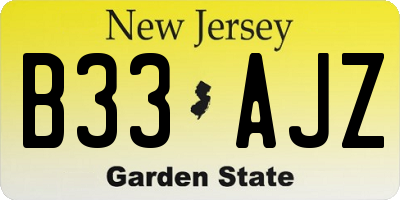 NJ license plate B33AJZ