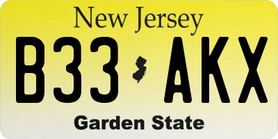 NJ license plate B33AKX