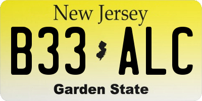 NJ license plate B33ALC