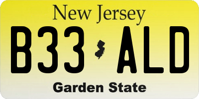 NJ license plate B33ALD