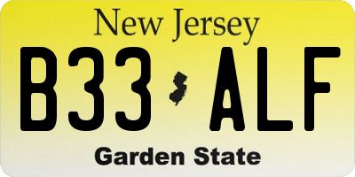 NJ license plate B33ALF