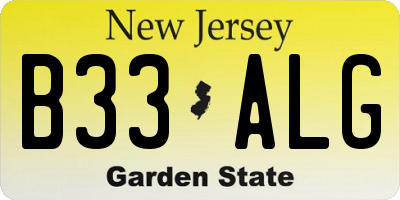 NJ license plate B33ALG