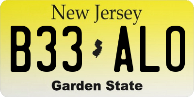 NJ license plate B33ALO