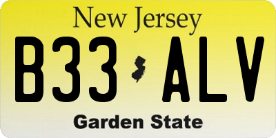 NJ license plate B33ALV