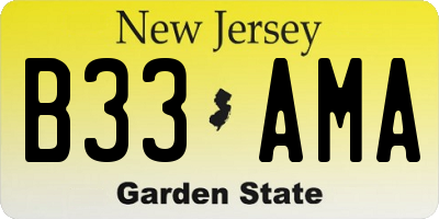 NJ license plate B33AMA