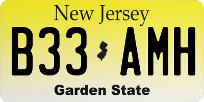 NJ license plate B33AMH