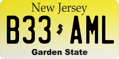 NJ license plate B33AML