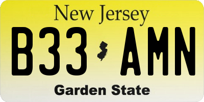 NJ license plate B33AMN