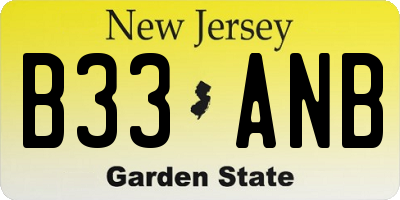 NJ license plate B33ANB