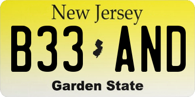 NJ license plate B33AND