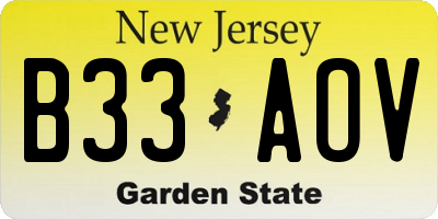 NJ license plate B33AOV