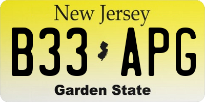 NJ license plate B33APG