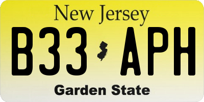 NJ license plate B33APH