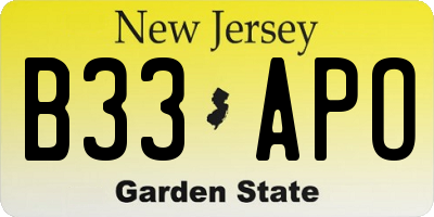NJ license plate B33APO