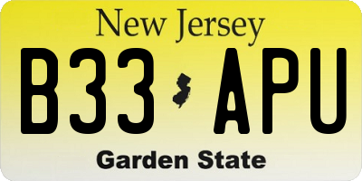 NJ license plate B33APU