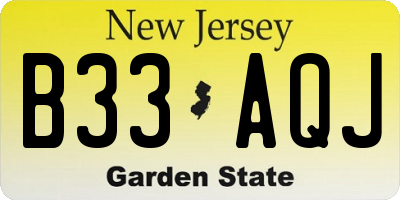 NJ license plate B33AQJ