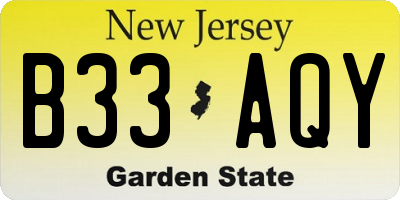 NJ license plate B33AQY