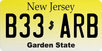 NJ license plate B33ARB