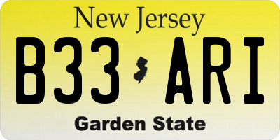 NJ license plate B33ARI