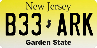 NJ license plate B33ARK