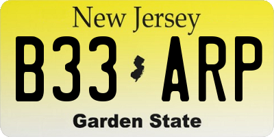 NJ license plate B33ARP
