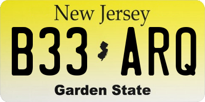 NJ license plate B33ARQ