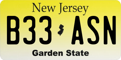 NJ license plate B33ASN