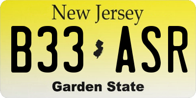 NJ license plate B33ASR