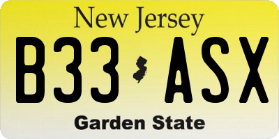 NJ license plate B33ASX