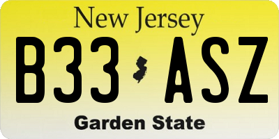 NJ license plate B33ASZ
