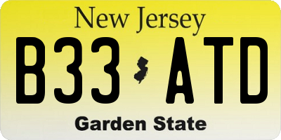 NJ license plate B33ATD