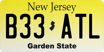 NJ license plate B33ATL